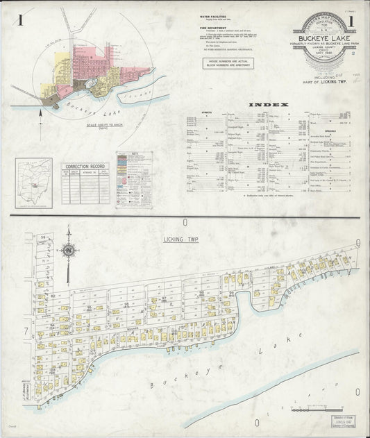 Sanborn Fire Insurance Map from Buckeye Lake, Licking County, Ohio (1946), Sheet #0001 - Historic Sanborn Fire Insurance Map Print, vintage old map wall art, antique decor, genealogy gift, Ohio Ohio map