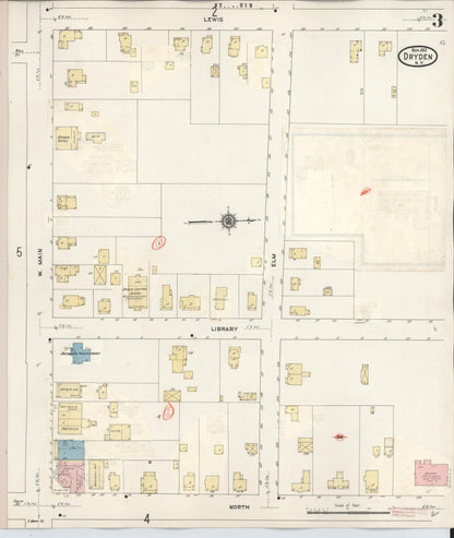 Sanborn Fire Insurance Map from Dryden, Tompkins County, New York (1937), Sheet #0003 - Historic Sanborn Fire Insurance Map Print, vintage old map wall art, antique decor, genealogy gift, New York New York map