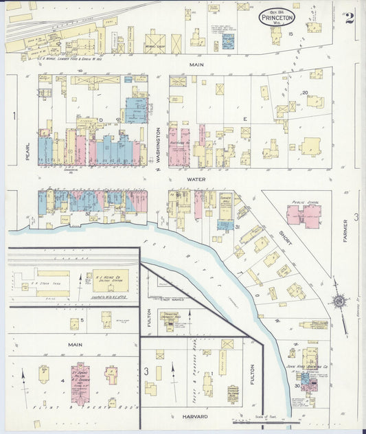 Sanborn Fire Insurance Map from Princeton, Green Lake County, Wisconsin (1914), Sheet #0002 - Historic Sanborn Fire Insurance Map Print, vintage old map wall art, antique decor, genealogy gift, Wisconsin Wisconsin map