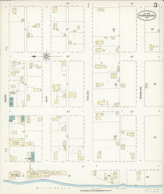 Sanborn Fire Insurance Map from Harrisburg, Linn County, Oregon (1898), Sheet #0003 - Historic Sanborn Fire Insurance Map Print, vintage old map wall art, antique decor, genealogy gift, Oregon Oregon map