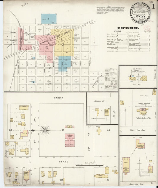 Sanborn Fire Insurance Map from Ackley, Hardin and Franklin Counties, Iowa (1894), Sheet #0001 - Historic Sanborn Fire Insurance Map Print