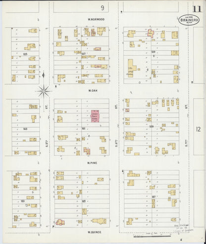 Sanborn Fire Insurance Map from Brainerd, Crow Wing County, Minnesota (1898), Sheet #0011 - Complete Map Set gallery image, historic Sanborn map, vintage wall art, Minnesota Minnesota