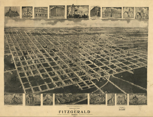 Bird's eye view of Fitzgerald, Georgia 1908. (1908) – Historic Bird’s-Eye View Panorama Print