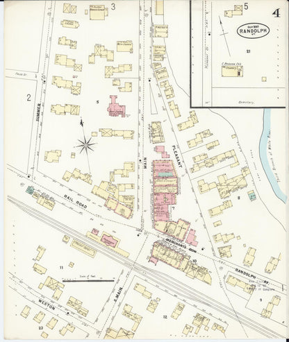 Sanborn Fire Insurance Map from Randolph, Orange County, Vermont (1897), Sheet #0004 - Complete Map Set gallery image, historic Sanborn map, vintage wall art, Vermont Vermont