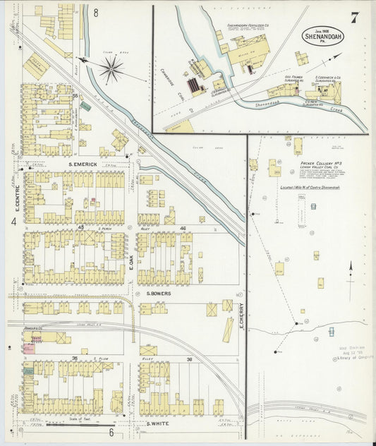 Sanborn Fire Insurance Map from Shenandoah, Schuylkill County, Pennsylvania (1908), Sheet #0007 - Historic Sanborn Fire Insurance Map Print, vintage old map wall art, antique decor, genealogy gift, Pennsylvania Pennsylvania map
