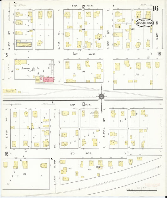 Sanborn Fire Insurance Map from Oskaloosa, Mahaska County, Iowa (1917), Sheet #0016 - Historic Sanborn Fire Insurance Map Print, vintage old map wall art