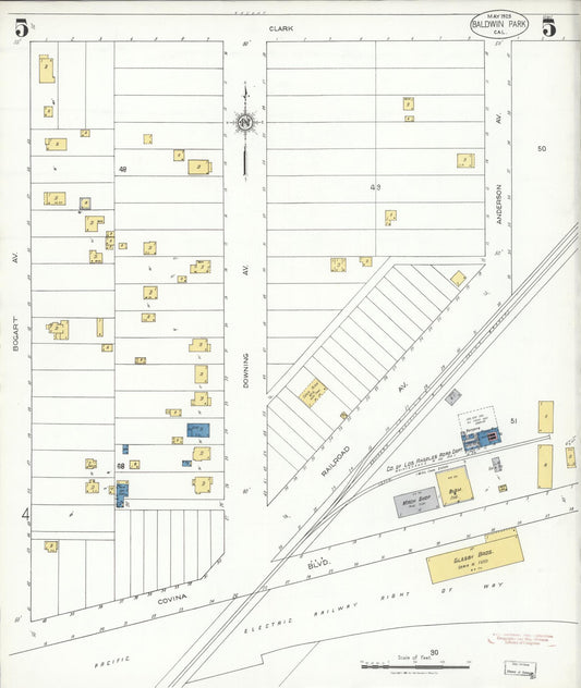 Sanborn Fire Insurance Map from Baldwin Park, Los Angeles County, California (1925), Sheet #0005 - Historic Sanborn Fire Insurance Map Print, vintage old map wall art, antique decor, genealogy gift, California California map