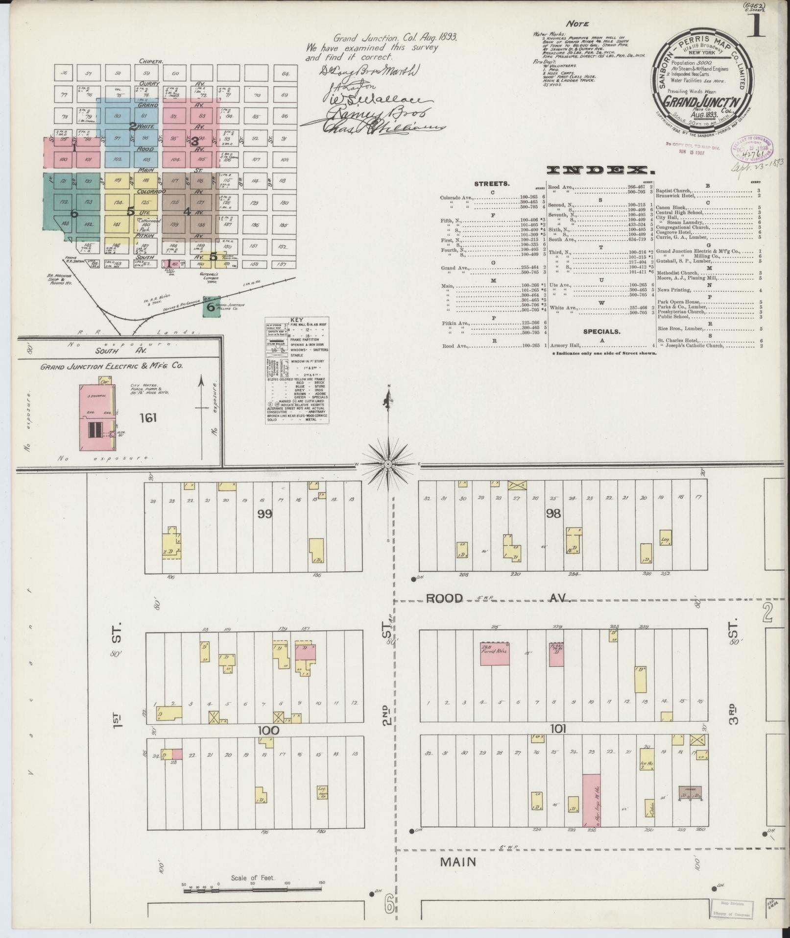 Sanborn Fire Insurance Map from Grand Junction, Mesa County, Colorado (1893), Sheet #0001 - Complete Map Set gallery image, historic Sanborn map, vintage wall art, Colorado Colorado
