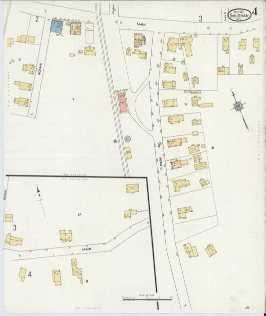 Sanborn Fire Insurance Map from Shushan, Washington County, New York (1912), Sheet #0004 - Historic Sanborn Fire Insurance Map Print, vintage old map wall art, antique decor, genealogy gift, New York New York map
