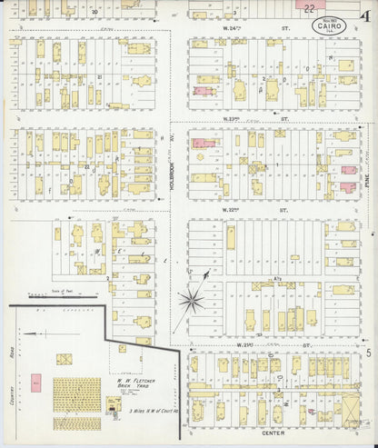 Sanborn Fire Insurance Map from Cairo, Alexander County, Illinois (1901), Sheet #0004 - Complete Map Set gallery image, historic Sanborn map, vintage wall art, Illinois Illinois