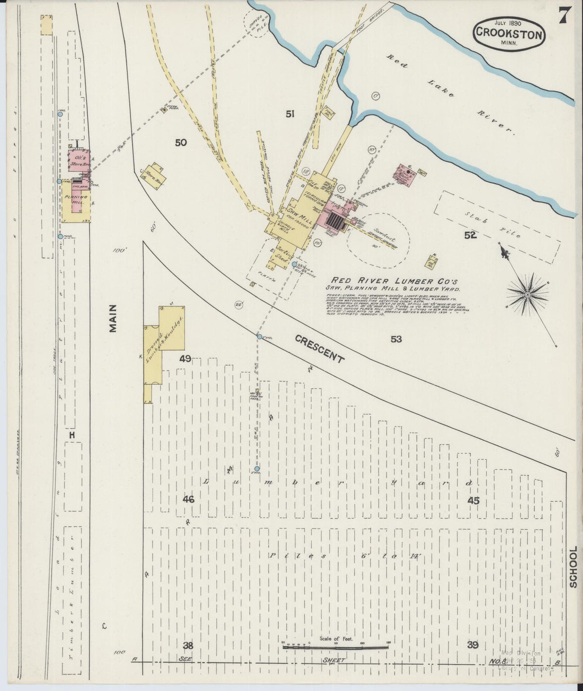Sanborn Fire Insurance Map from Crookston, Polk County, Minnesota (1890), Sheet #0007 - Complete Map Set gallery image, historic Sanborn map, vintage wall art, Minnesota Minnesota