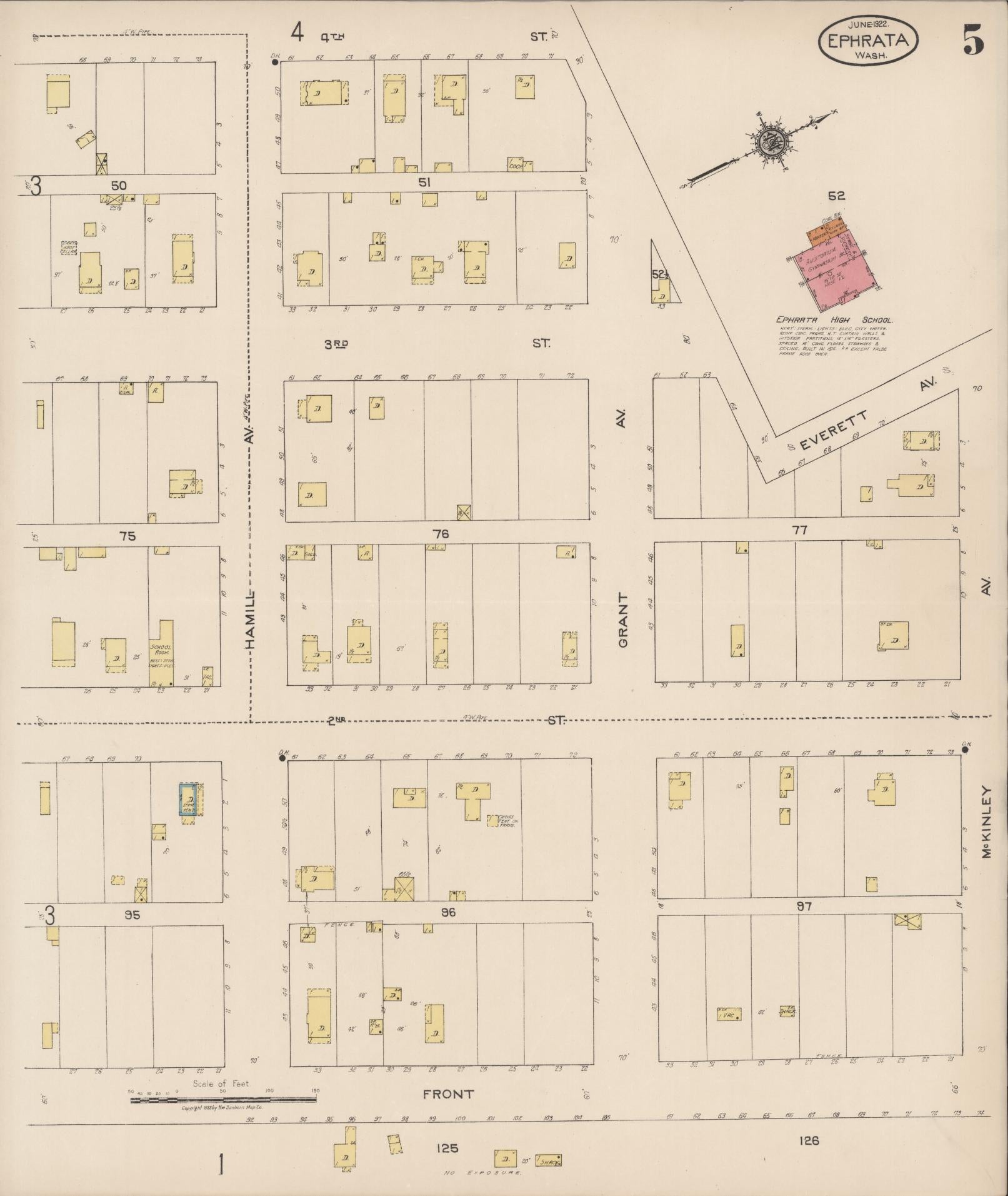 Sanborn Fire Insurance Map from Ephrata, Grant County, Washington (1922), Sheet #0005 - Complete Map Set gallery image, historic Sanborn map, vintage wall art, Washington Washington