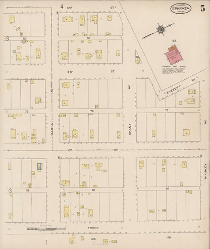 Sanborn Fire Insurance Map from Ephrata, Grant County, Washington (1922), Sheet #0005 - Complete Map Set gallery image, historic Sanborn map, vintage wall art, Washington Washington
