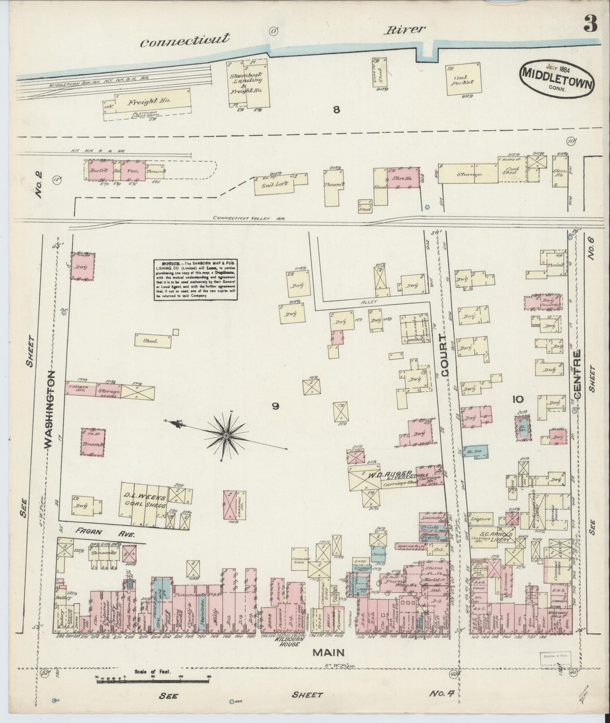 Sanborn Fire Insurance Map from Middletown, Middlesex County, Connecticut (1884), Sheet #0002 - Historic Sanborn Fire Insurance Map Print, vintage old map wall art, antique decor, genealogy gift, Connecticut Connecticut map