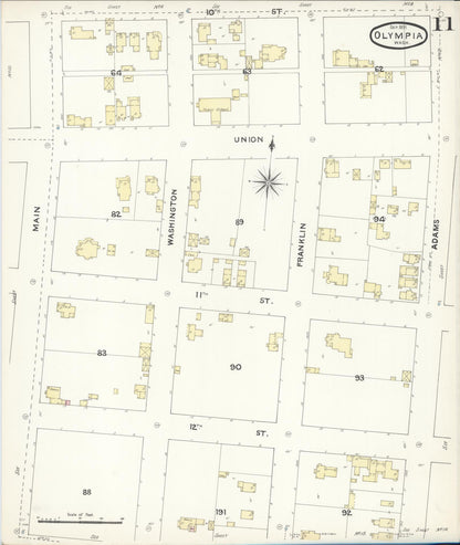 Sanborn Fire Insurance Map from Olympia, Thurston County, Washington (1891), Sheet #0011 - Complete Map Set gallery image, historic Sanborn map, vintage wall art, Washington Washington