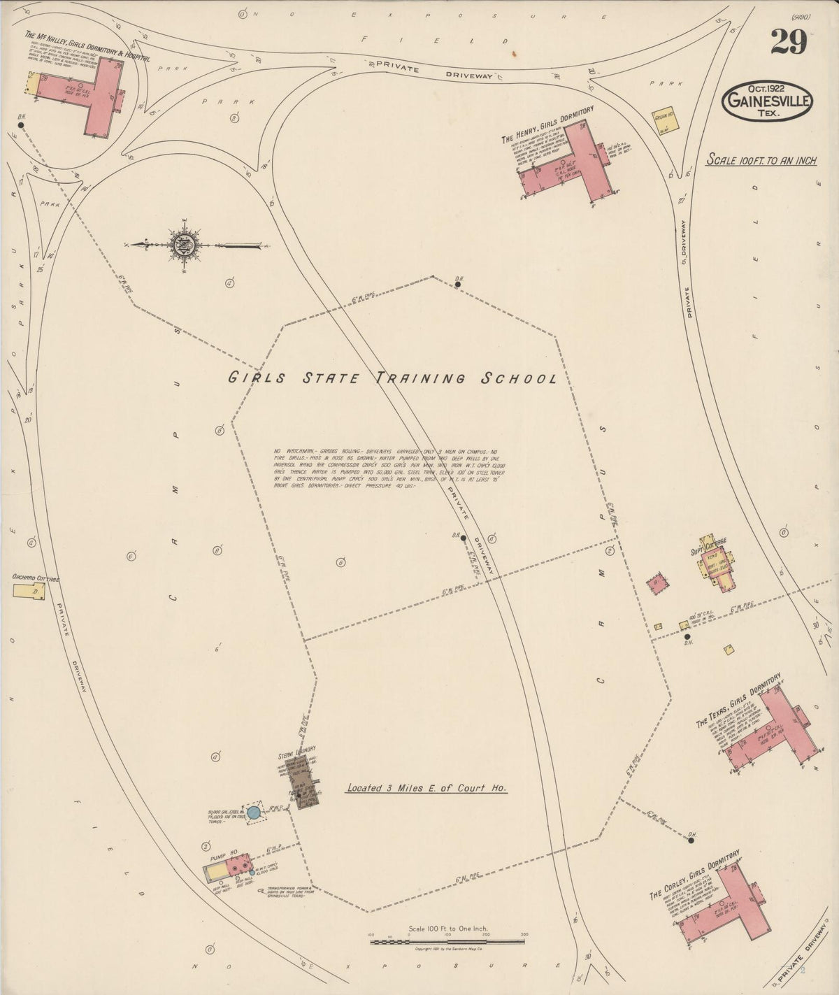 Sanborn Fire Insurance Map from Gainesville, Cooke County, Texas (1922), Sheet #0029 - Complete Map Set gallery image, historic Sanborn map, vintage wall art, Texas Texas