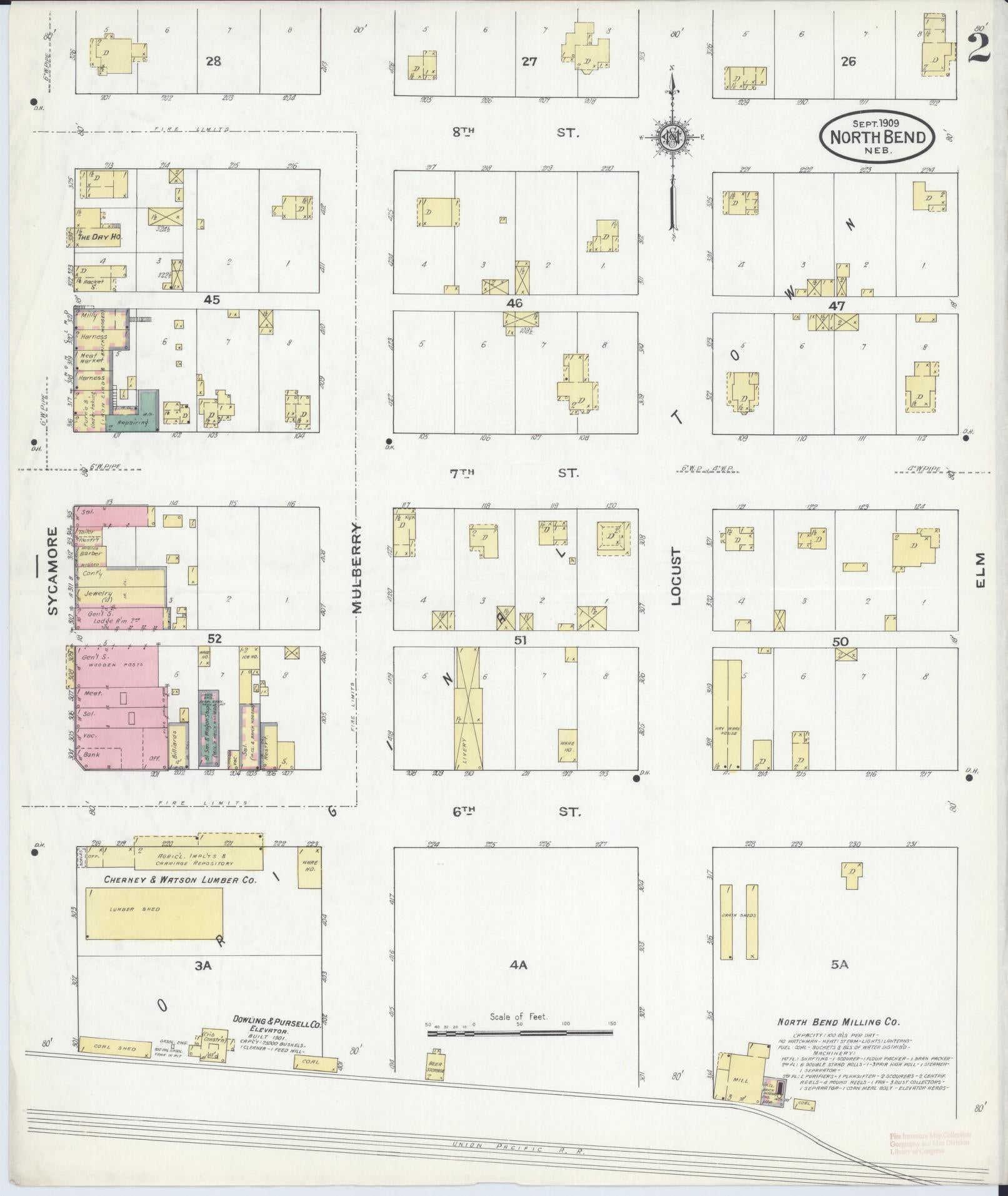 Sanborn Fire Insurance Map from North Bend, Dodge County, Nebraska (1909), Sheet #0002 - Historic Sanborn Fire Insurance Map Print, vintage old map wall art, antique decor, genealogy gift, Nebraska Nebraska map