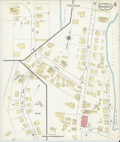 Sanborn Fire Insurance Map from Pascoag, Providence County, Rhode Island (1911), Sheet #0008 - Complete Map Set gallery image, historic Sanborn map, vintage wall art, Rhode Island Rhode Island