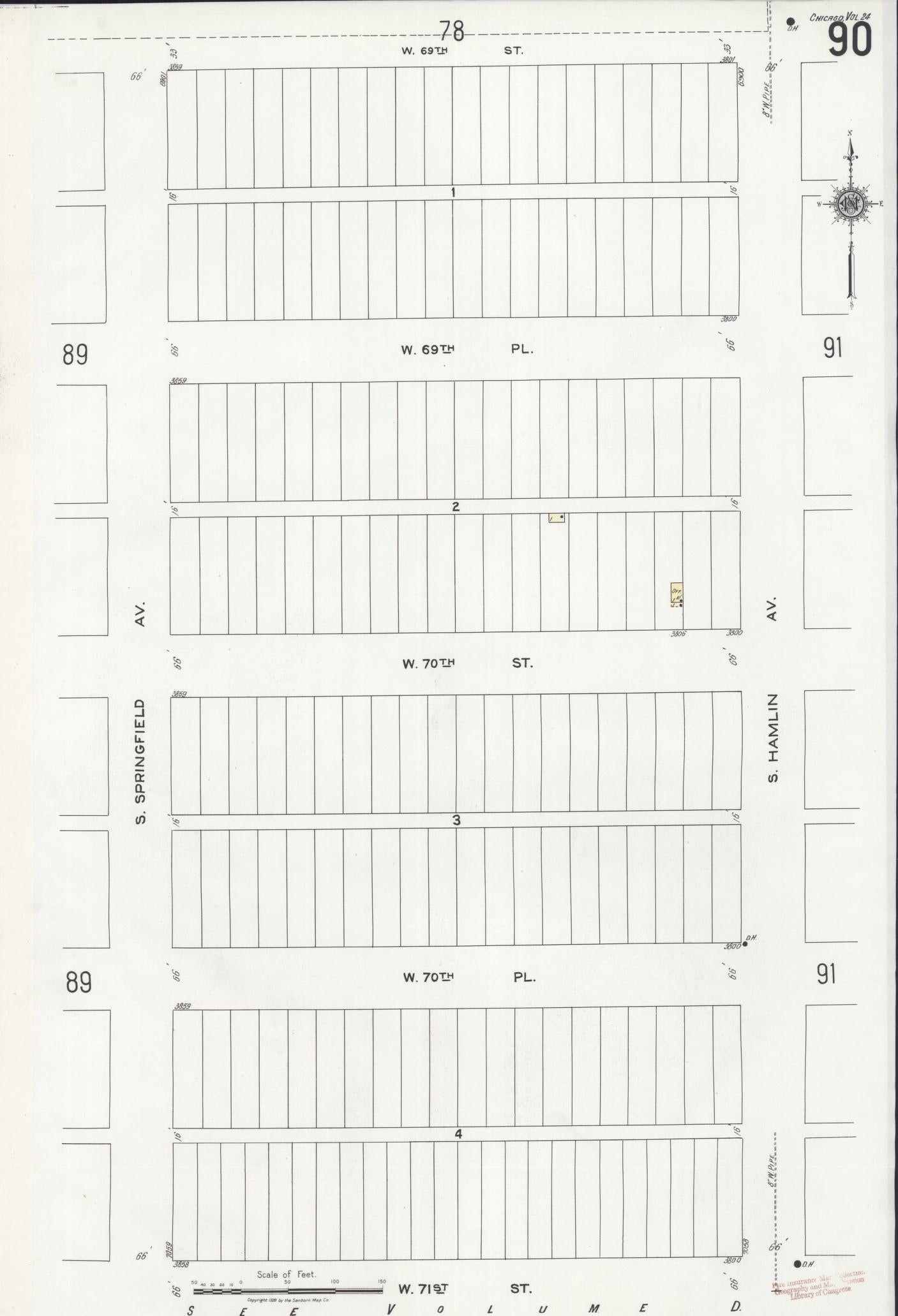 Sanborn Fire Insurance Map from Chicago, Cook County, Illinois (1920), Sheet #0090 - Historic Sanborn Fire Insurance Map Print, vintage old map wall art, antique decor, genealogy gift, Illinois Illinois map