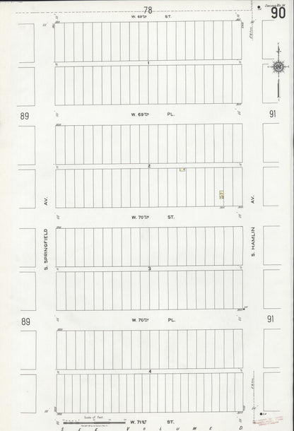 Sanborn Fire Insurance Map from Chicago, Cook County, Illinois (1920), Sheet #0090 - Historic Sanborn Fire Insurance Map Print, vintage old map wall art, antique decor, genealogy gift, Illinois Illinois map