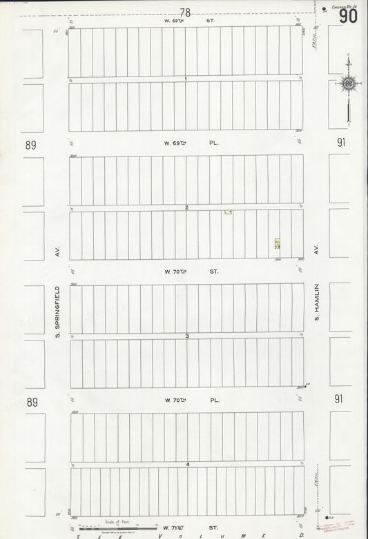 Sanborn Fire Insurance Map from Chicago, Cook County, Illinois (1920), Sheet #0090 - Historic Sanborn Fire Insurance Map Print, vintage old map wall art, antique decor, genealogy gift, Illinois Illinois map