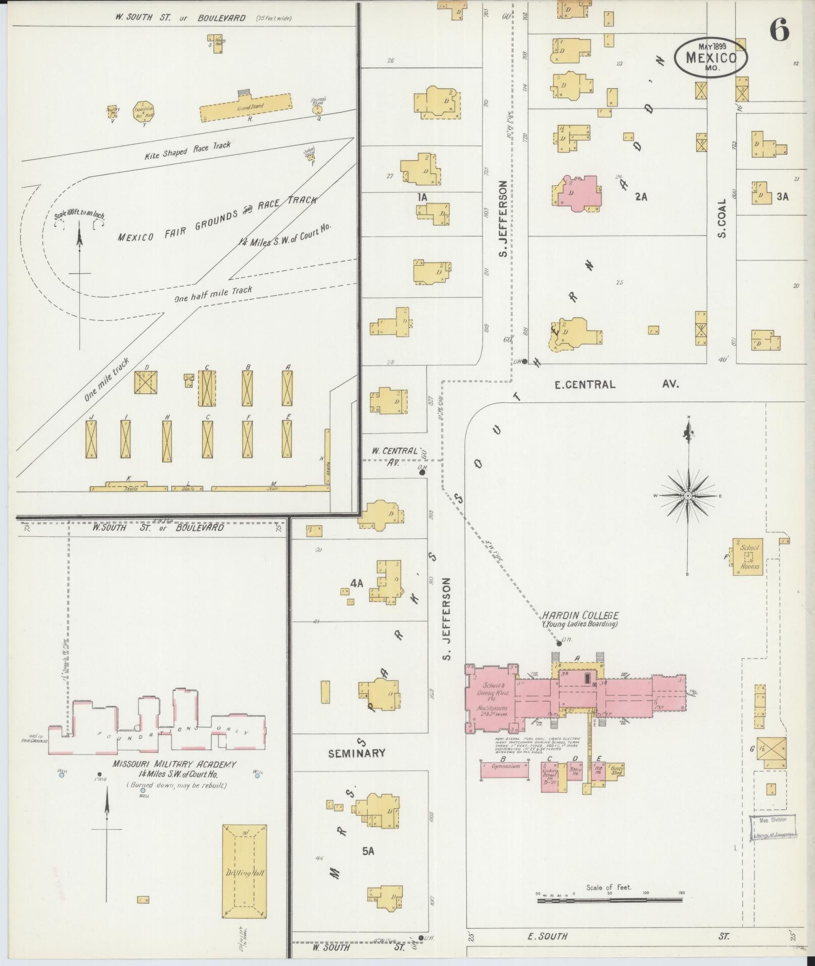 Sanborn Fire Insurance Map from Mexico, Audrain County, Missouri (1899), Sheet #0006 - Historic Sanborn Fire Insurance Map Print, vintage old map wall art, antique decor, genealogy gift, Missouri Missouri map