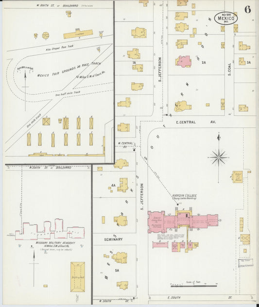 Sanborn Fire Insurance Map from Mexico, Audrain County, Missouri (1899), Sheet #0006 - Historic Sanborn Fire Insurance Map Print, vintage old map wall art, antique decor, genealogy gift, Missouri Missouri map