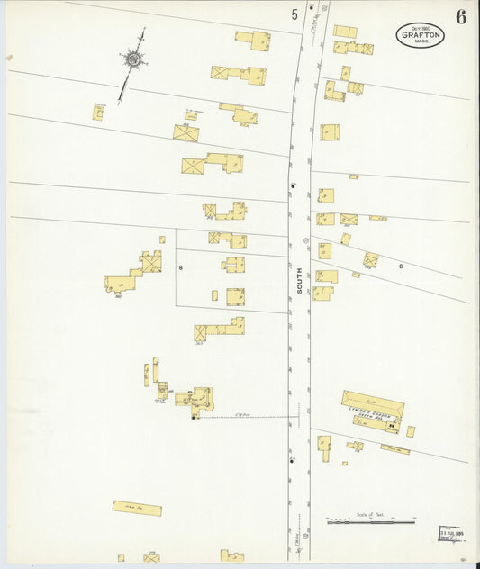 Sanborn Fire Insurance Map from Grafton, Worcester County, Massachusetts (1910), Sheet #0006 - Historic Sanborn Fire Insurance Map Print, vintage old map wall art, antique decor, genealogy gift, Massachusetts Massachusetts map