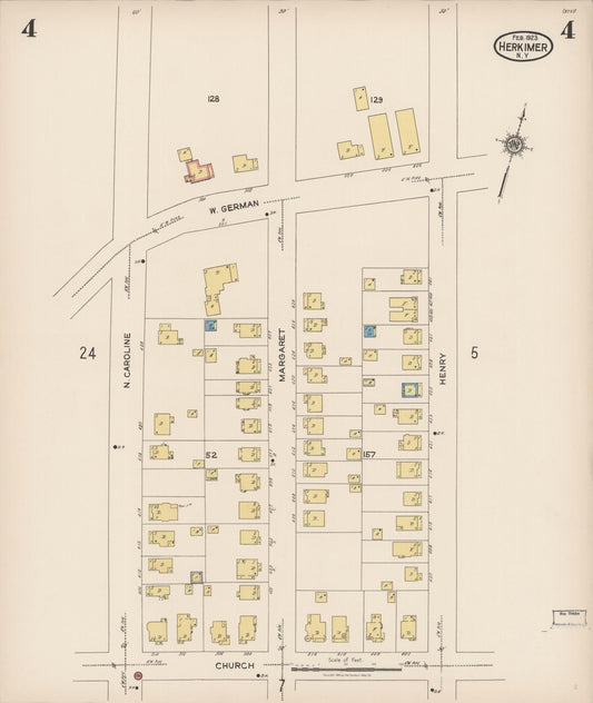 Sanborn Fire Insurance Map from Herkimer, Herkimer County, New York (1923), Sheet #0004 - Historic Sanborn Fire Insurance Map Print, vintage old map wall art, antique decor, genealogy gift, New York New York map