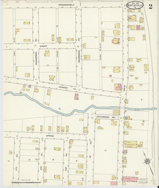 Sanborn Fire Insurance Map from Bentleyville, Washington County, Pennsylvania (1913), Sheet #0002 - Historic Sanborn Fire Insurance Map Print, vintage old map wall art, antique decor, genealogy gift, Pennsylvania Pennsylvania map