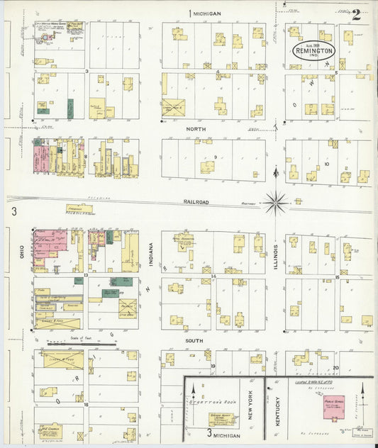 Sanborn Fire Insurance Map from Remington, Jasper County, Indiana (1909), Sheet #0002 - Historic Sanborn Fire Insurance Map Print, vintage old map wall art, antique decor, genealogy gift, Indiana Indiana map