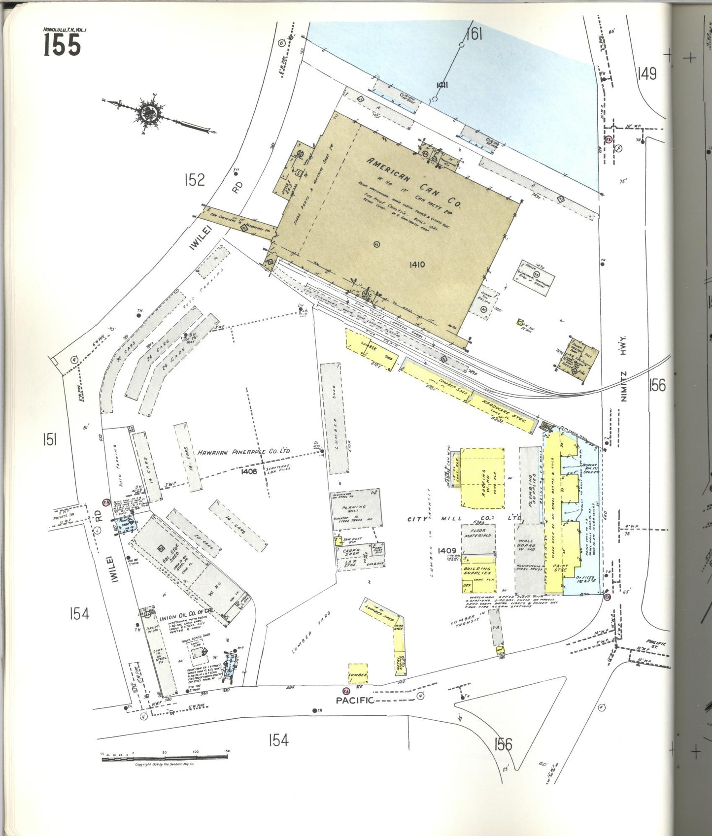 Sanborn Fire Insurance Map from Honolulu, Oahu County, Hawaii (1955), Sheet #0155 - Historic Sanborn Fire Insurance Map Print