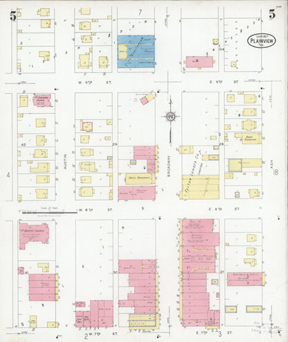Sanborn Fire Insurance Map from Plainview, Hale County, Texas (1927), Sheet #0005 - Complete Map Set gallery image, historic Sanborn map, vintage wall art, Texas Texas