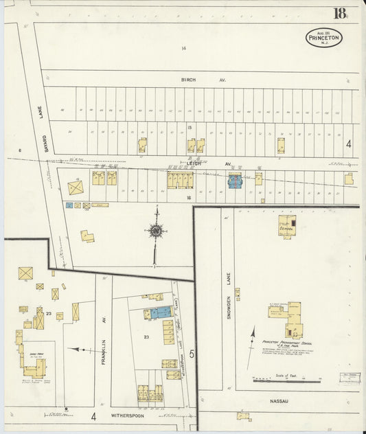 Sanborn Fire Insurance Map from Princeton, Mercer County, New Jersey (1911), Sheet #0018 - Historic Sanborn Fire Insurance Map Print, vintage old map wall art, antique decor, genealogy gift, New Jersey New Jersey map