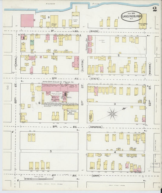 Sanborn Fire Insurance Map from Lansingburg, Rensselaer County, New York (1892), Sheet #0002 - Historic Sanborn Fire Insurance Map Print, vintage old map wall art, antique decor, genealogy gift, New York New York map
