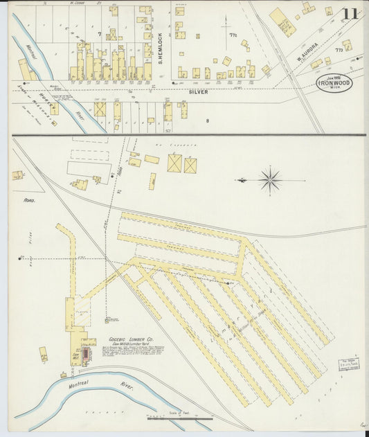 Sanborn Fire Insurance Map from Ironwood, Gogebic County, Michigan (1898), Sheet #0011 - Historic Sanborn Fire Insurance Map Print, vintage old map wall art, antique decor, genealogy gift, Michigan Michigan map