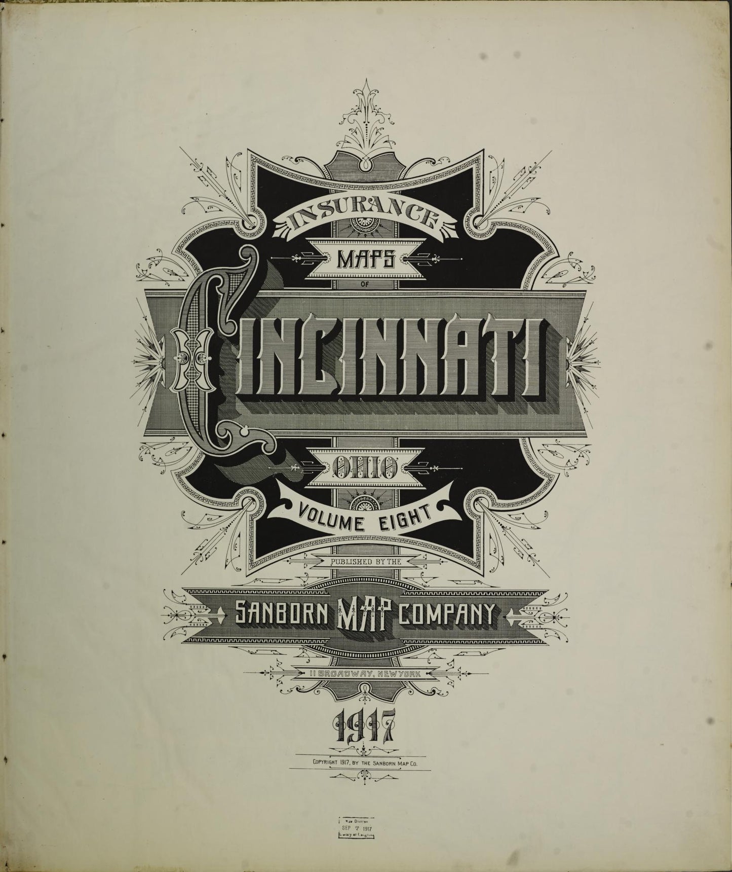 Sanborn Fire Insurance Map from Cincinnati, Hamilton County, Ohio (1917), Sheet #0001 - Complete Map Set gallery image, historic Sanborn map, vintage wall art, Ohio Ohio