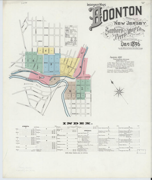 Sanborn Fire Insurance Map from Boonton, Morris County, New Jersey (1896), Sheet #0001 - Complete Map Set gallery image, historic Sanborn map, vintage wall art, New Jersey New Jersey