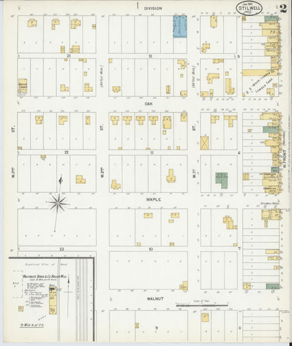 Sanborn Fire Insurance Map from Stillwell, Adair County, Oklahoma (1901), Sheet #0002 - Complete Map Set gallery image, historic Sanborn map, vintage wall art, Oklahoma Oklahoma