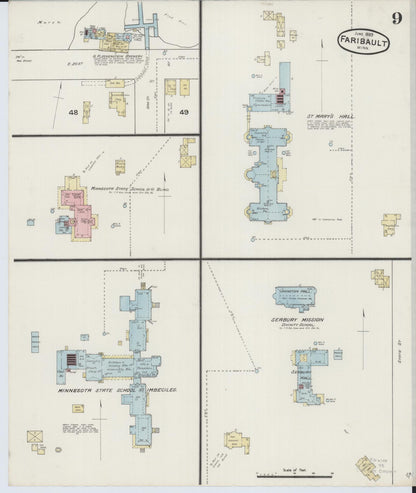 Sanborn Fire Insurance Map from Faribault, Rice County, Minnesota (1889), Sheet #0009 - Historic Sanborn Fire Insurance Map Print, vintage old map wall art, antique decor, genealogy gift, Minnesota Minnesota map