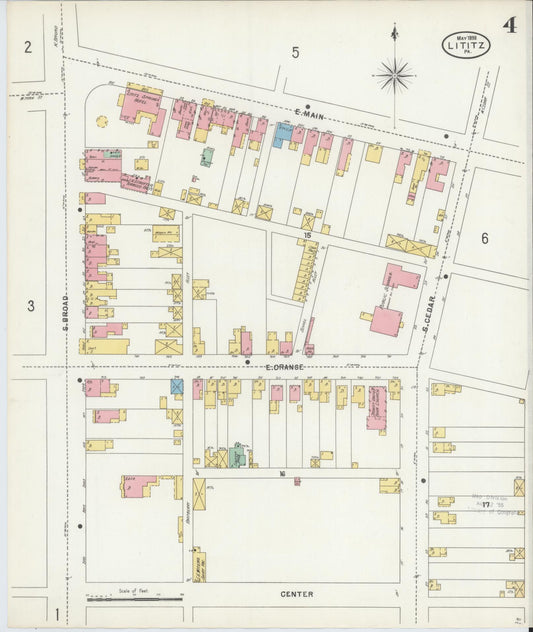 Sanborn Fire Insurance Map from Lititz, Lancaster County, Pennsylvania (1898), Sheet #0004 - Historic Sanborn Fire Insurance Map Print, vintage old map wall art, antique decor, genealogy gift, Pennsylvania Pennsylvania map