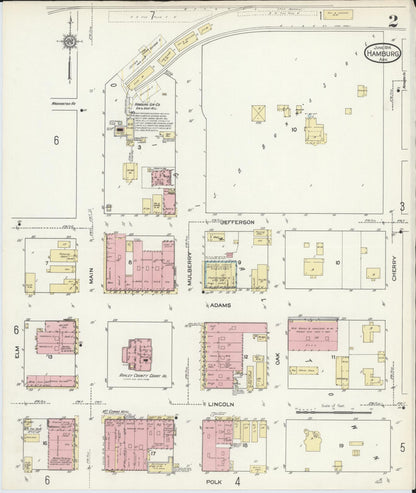 Sanborn Fire Insurance Map from Hamburg, Ashley County, Arkansas (1914), Sheet #0002 - Complete Map Set gallery image, historic Sanborn map, vintage wall art, Arkansas Arkansas