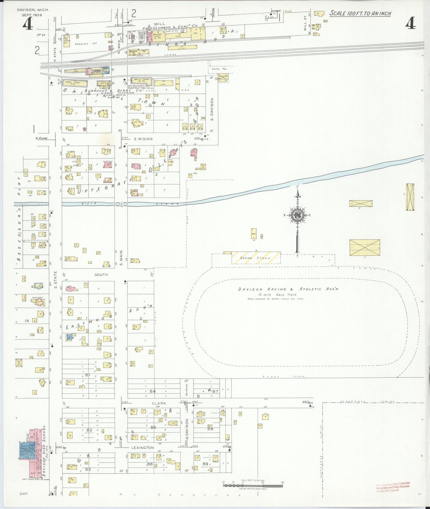 Sanborn Fire Insurance Map from Davison, Genesee County, Michigan (1939), Sheet #0004 - Complete Map Set gallery image, historic Sanborn map, vintage wall art, Michigan Michigan