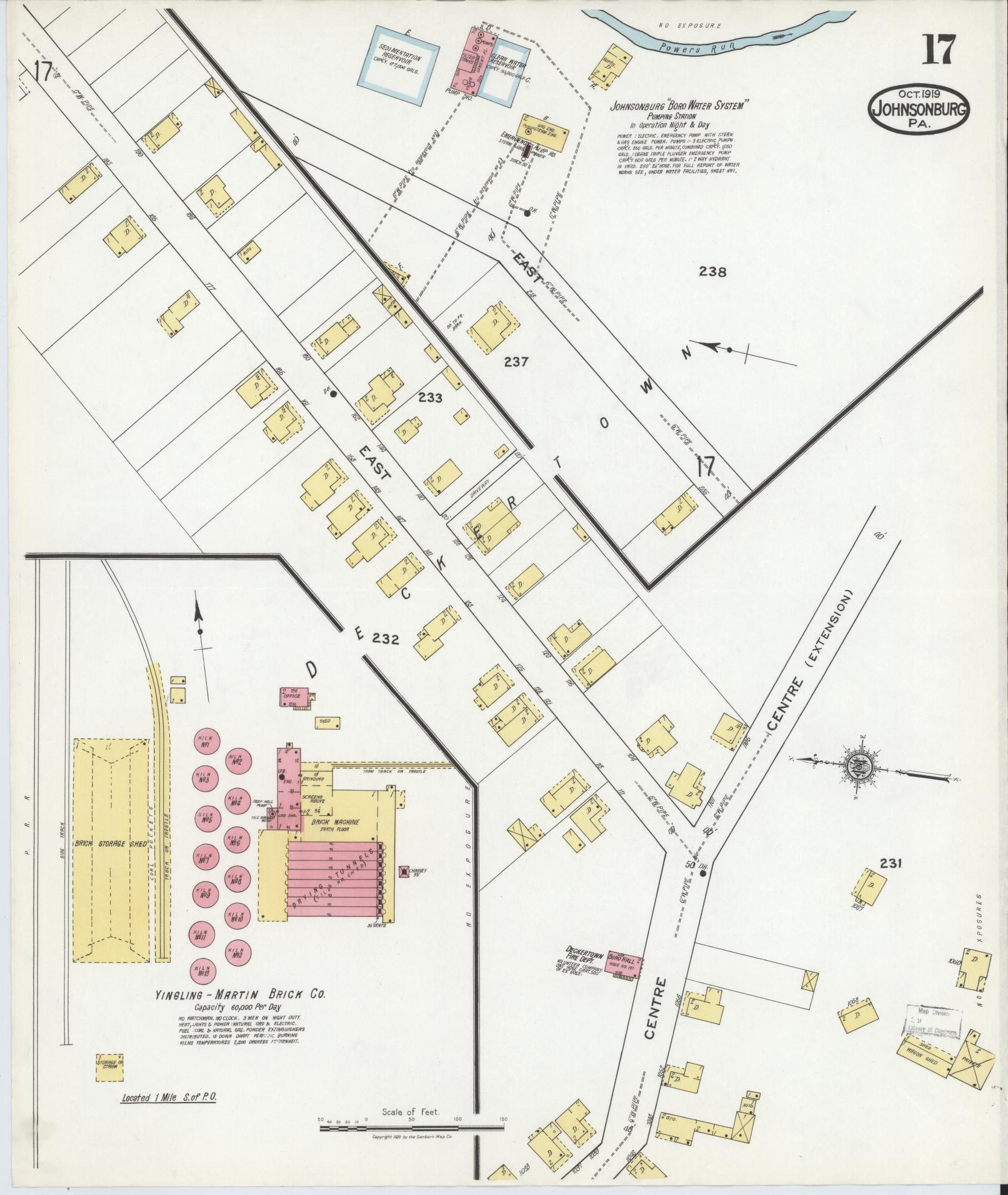 Sanborn Fire Insurance Map from Johnsonburg, Elk County, Pennsylvania (1919), Sheet #0017 - Historic Sanborn Fire Insurance Map Print, vintage old map wall art, antique decor, genealogy gift, Pennsylvania Pennsylvania map