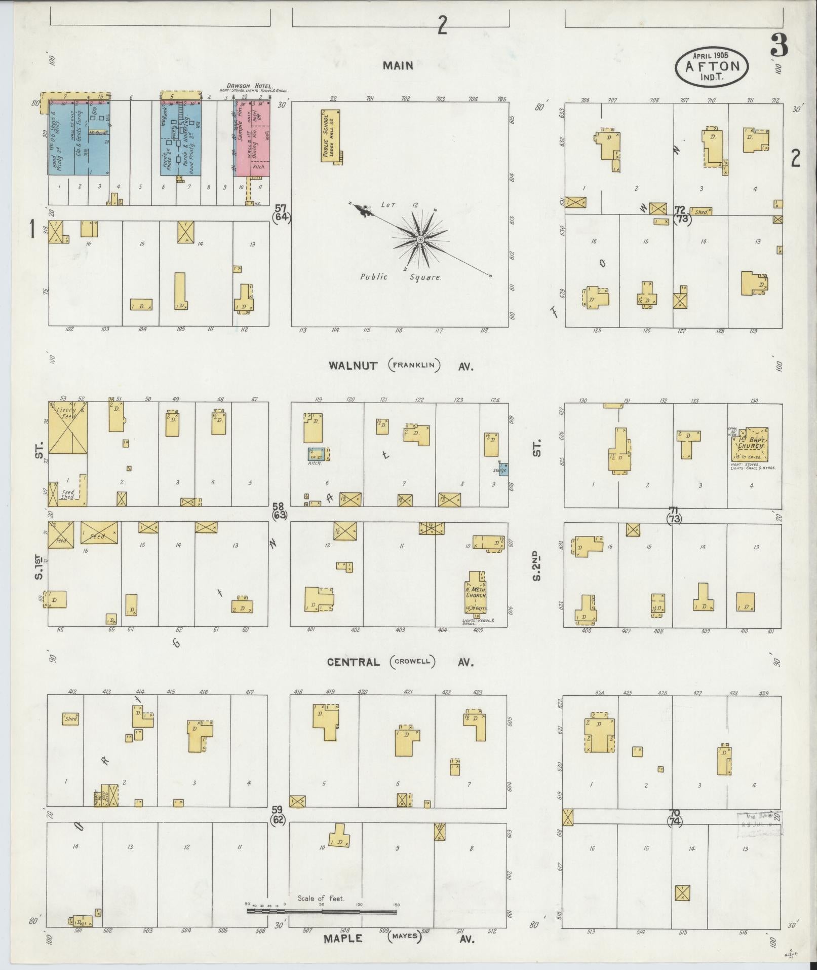 Sanborn Fire Insurance Map from Afton, Ottawa County, Oklahoma (1905), Sheet #0003 - Historic Sanborn Fire Insurance Map Print, vintage old map wall art, antique decor, genealogy gift, Oklahoma Oklahoma map