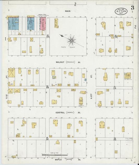 Sanborn Fire Insurance Map from Afton, Ottawa County, Oklahoma (1905), Sheet #0003 - Historic Sanborn Fire Insurance Map Print, vintage old map wall art, antique decor, genealogy gift, Oklahoma Oklahoma map