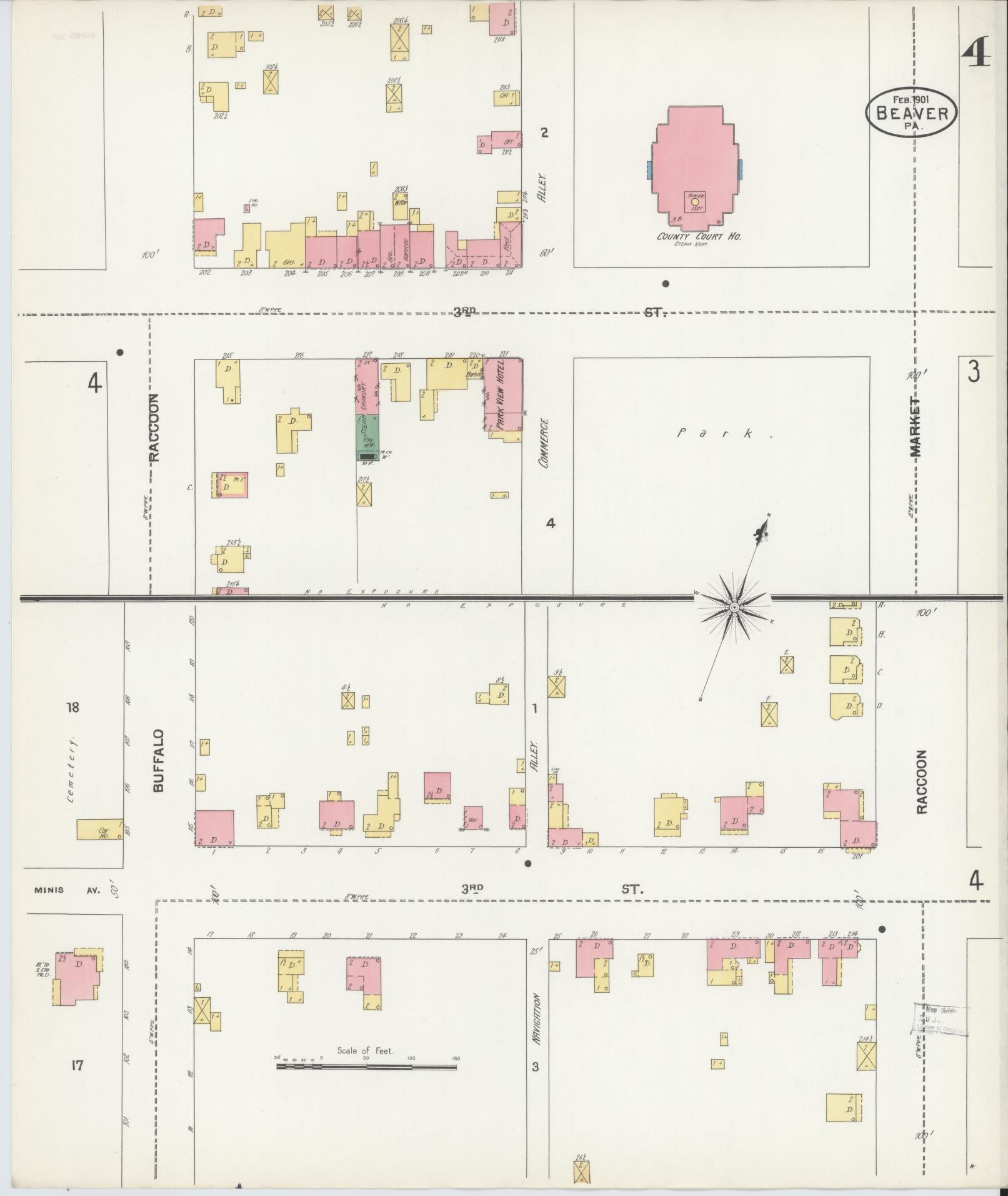 Sanborn Fire Insurance Map from Beaver, Beaver County, Pennsylvania (1901), Sheet #0004 - Historic Sanborn Fire Insurance Map Print, vintage old map wall art, antique decor, genealogy gift, Pennsylvania Pennsylvania map