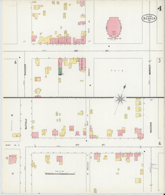 Sanborn Fire Insurance Map from Beaver, Beaver County, Pennsylvania (1901), Sheet #0004 - Historic Sanborn Fire Insurance Map Print, vintage old map wall art, antique decor, genealogy gift, Pennsylvania Pennsylvania map