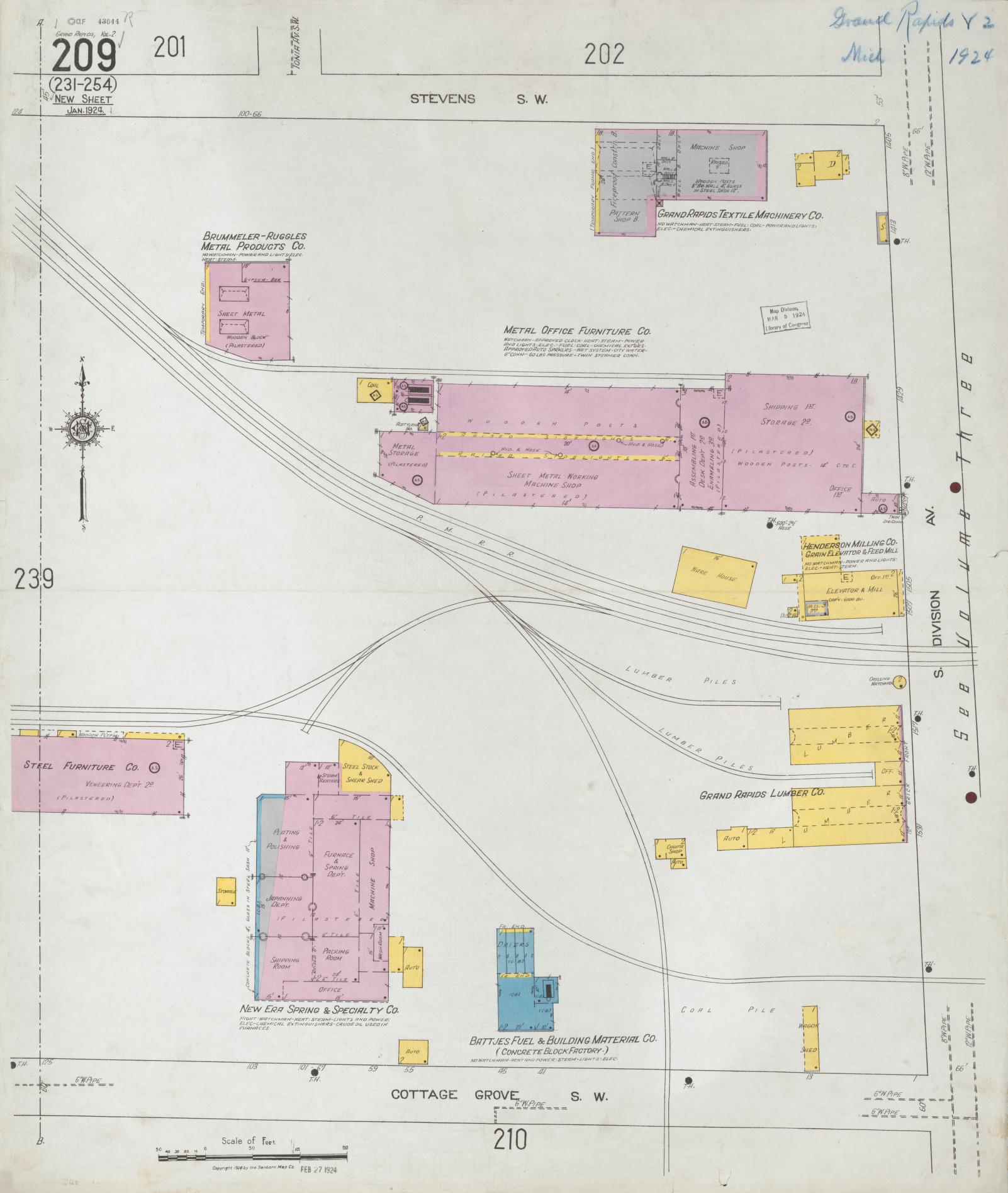 Sanborn Fire Insurance Map from Grand Rapids, Kent County, Michigan. (1924) – Historic Sanborn Fire Insurance Map Print