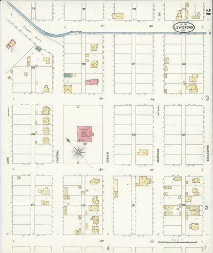 Sanborn Fire Insurance Map from Lewistown, Fergus County, Montana (1901), Sheet #0002 - Complete Map Set gallery image, historic Sanborn map, vintage wall art, Montana Montana